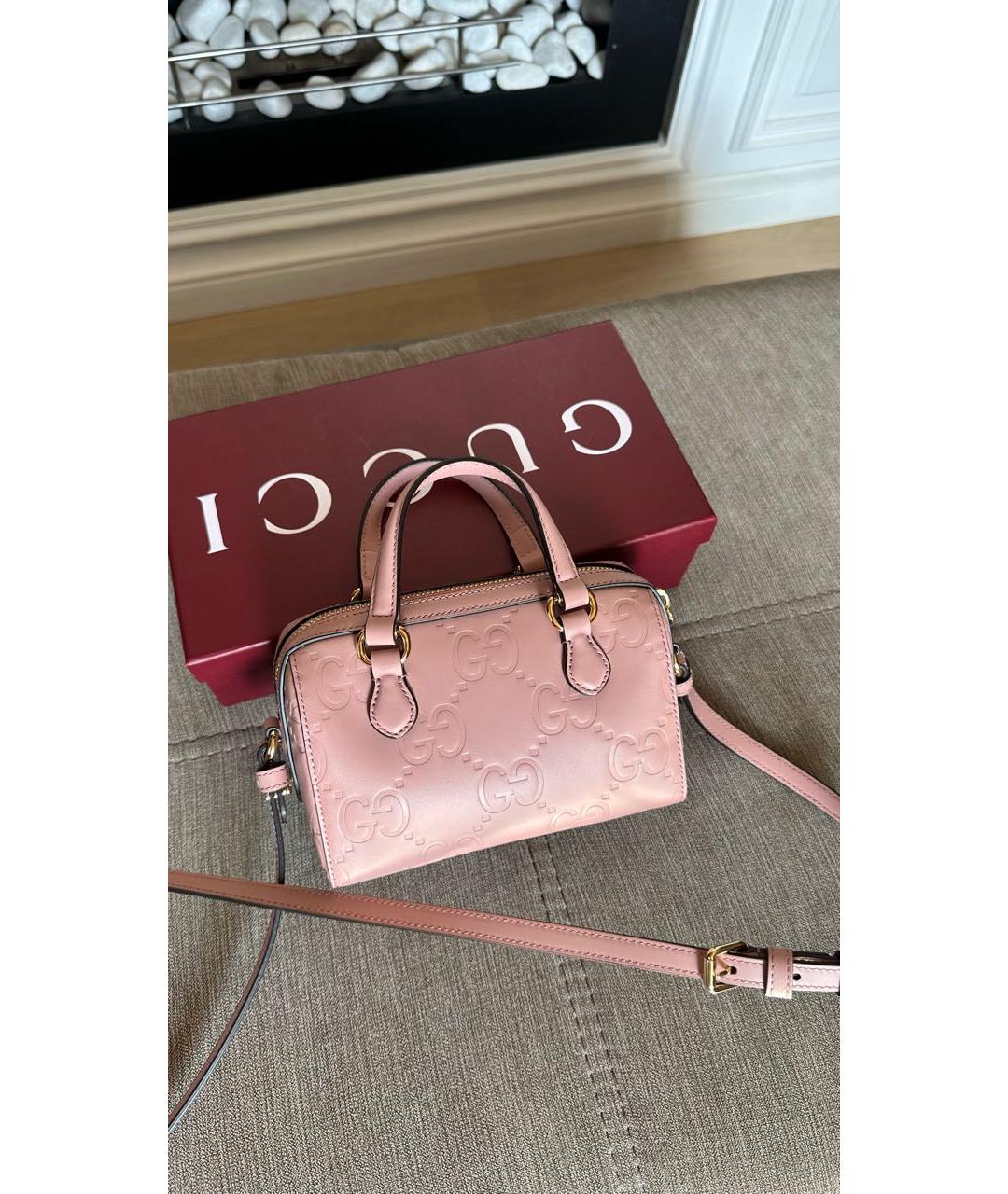 GUCCI Розовая кожаная сумка с короткими ручками, фото 4