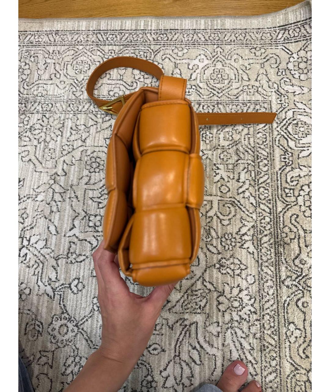 BOTTEGA VENETA Оранжевая кожаная сумка через плечо, фото 4