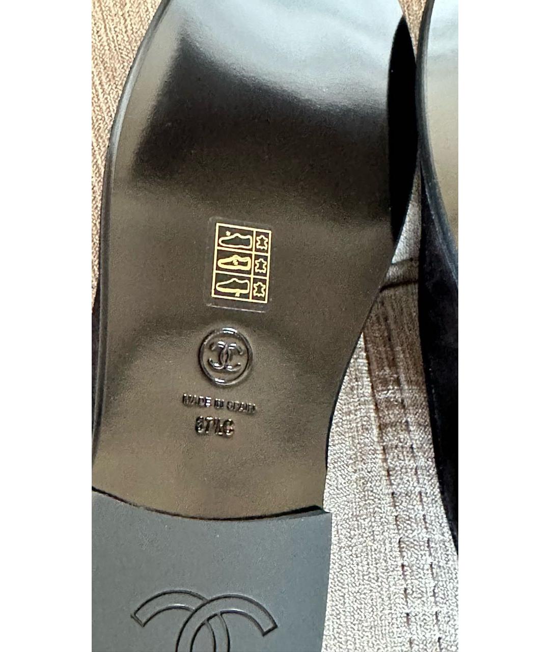CHANEL Черные замшевые лоферы, фото 5