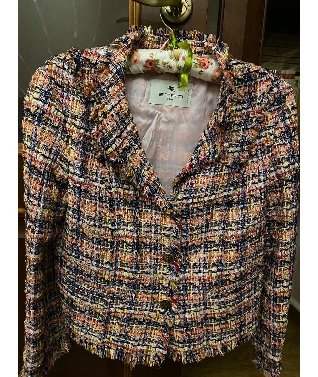 ETRO Розовый твидовый жакет/пиджак, фото 6