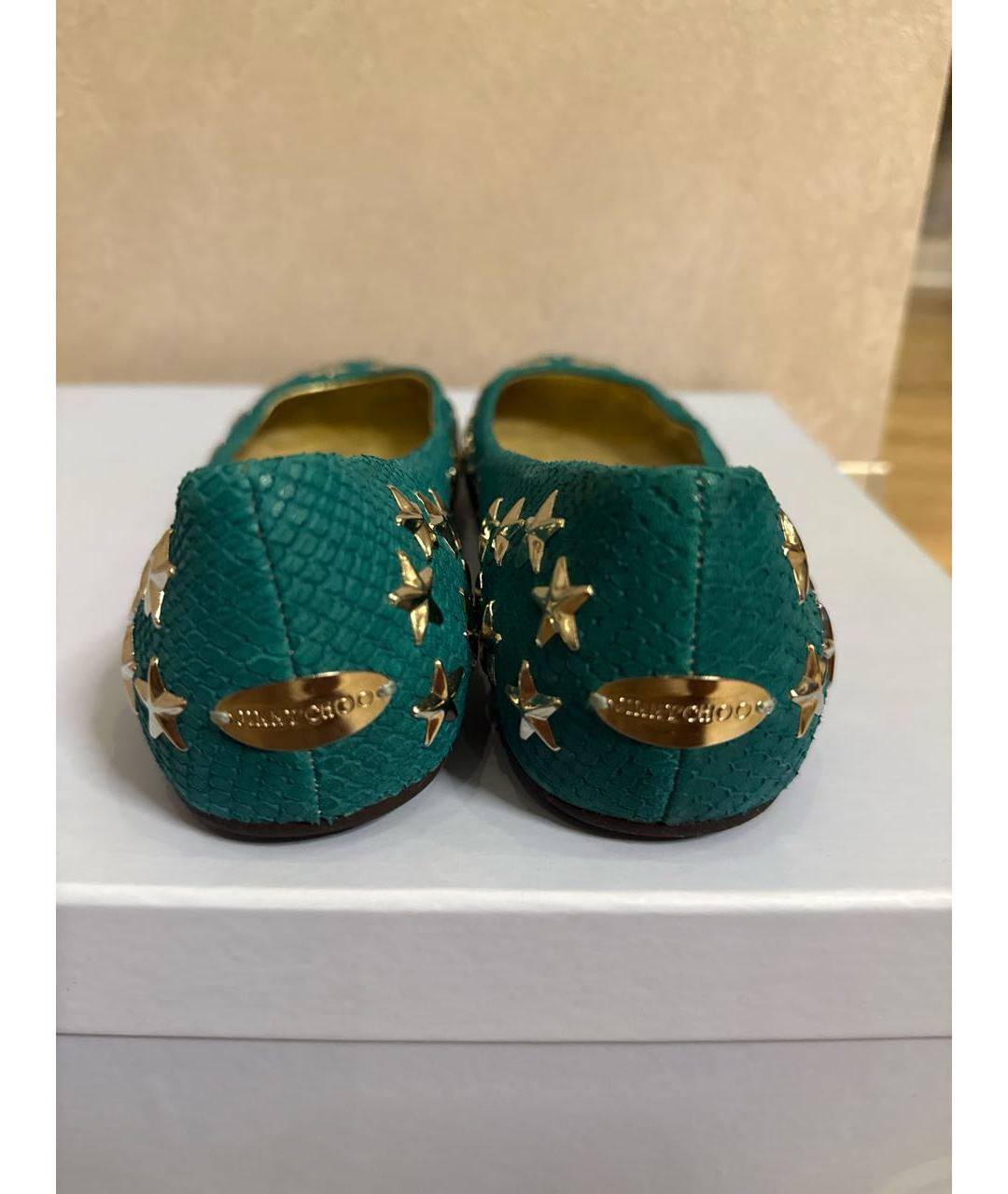 JIMMY CHOO Зеленые кожаные балетки, фото 6