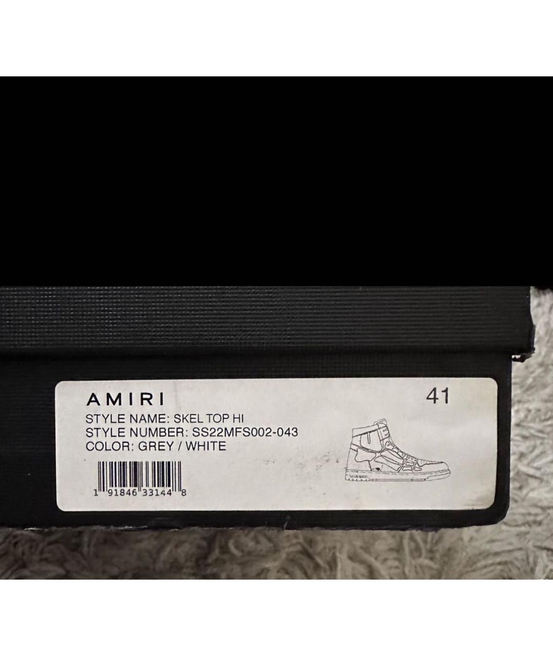 AMIRI Серые кожаные высокие кроссовки / кеды, фото 3
