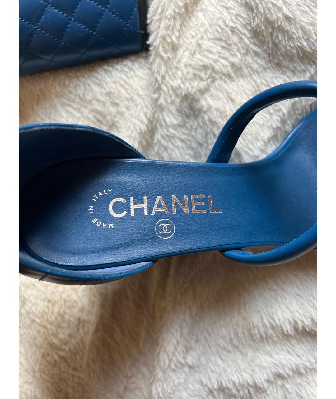 CHANEL Синие кожаные босоножки, фото 7