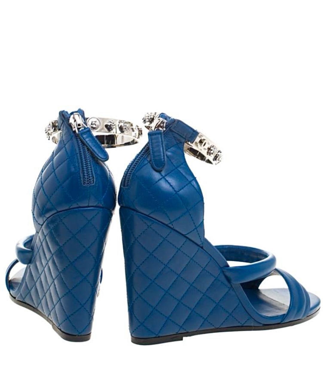 CHANEL Синие кожаные босоножки, фото 4