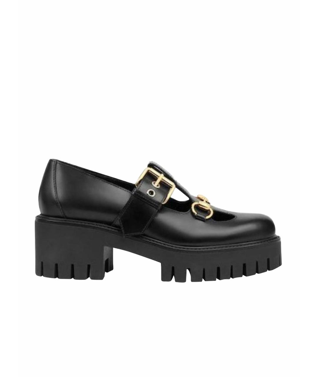 GUCCI Черные кожаные лоферы, фото 1