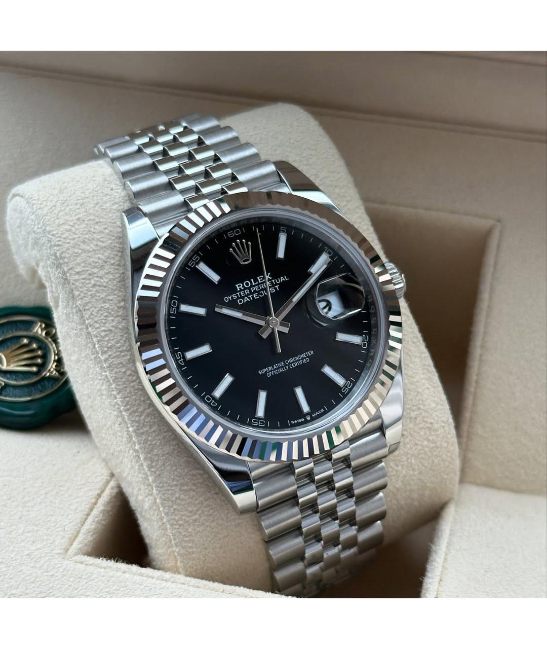 ROLEX Черные часы из белого золота, фото 2