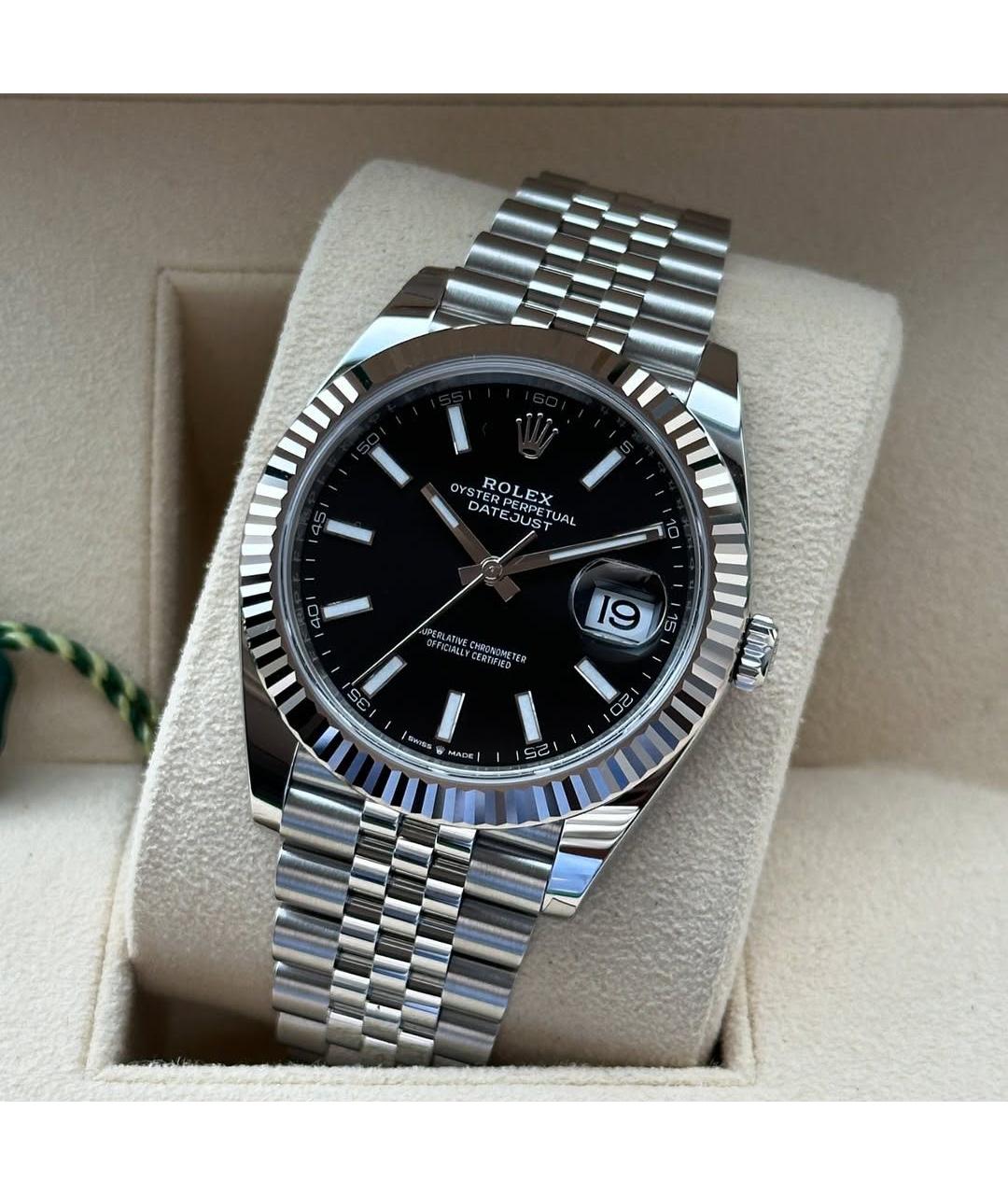 ROLEX Черные часы из белого золота, фото 3
