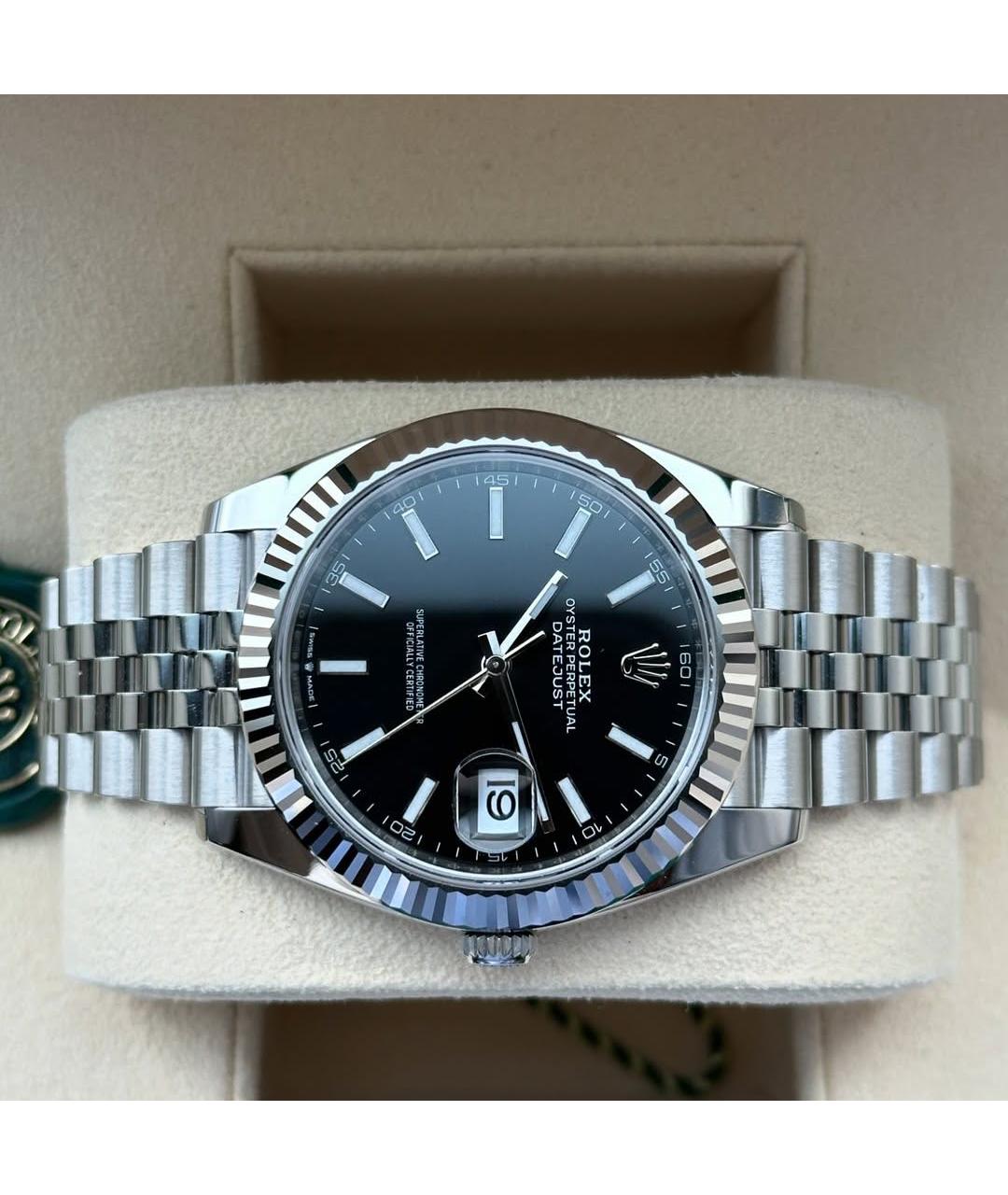 ROLEX Черные часы из белого золота, фото 5