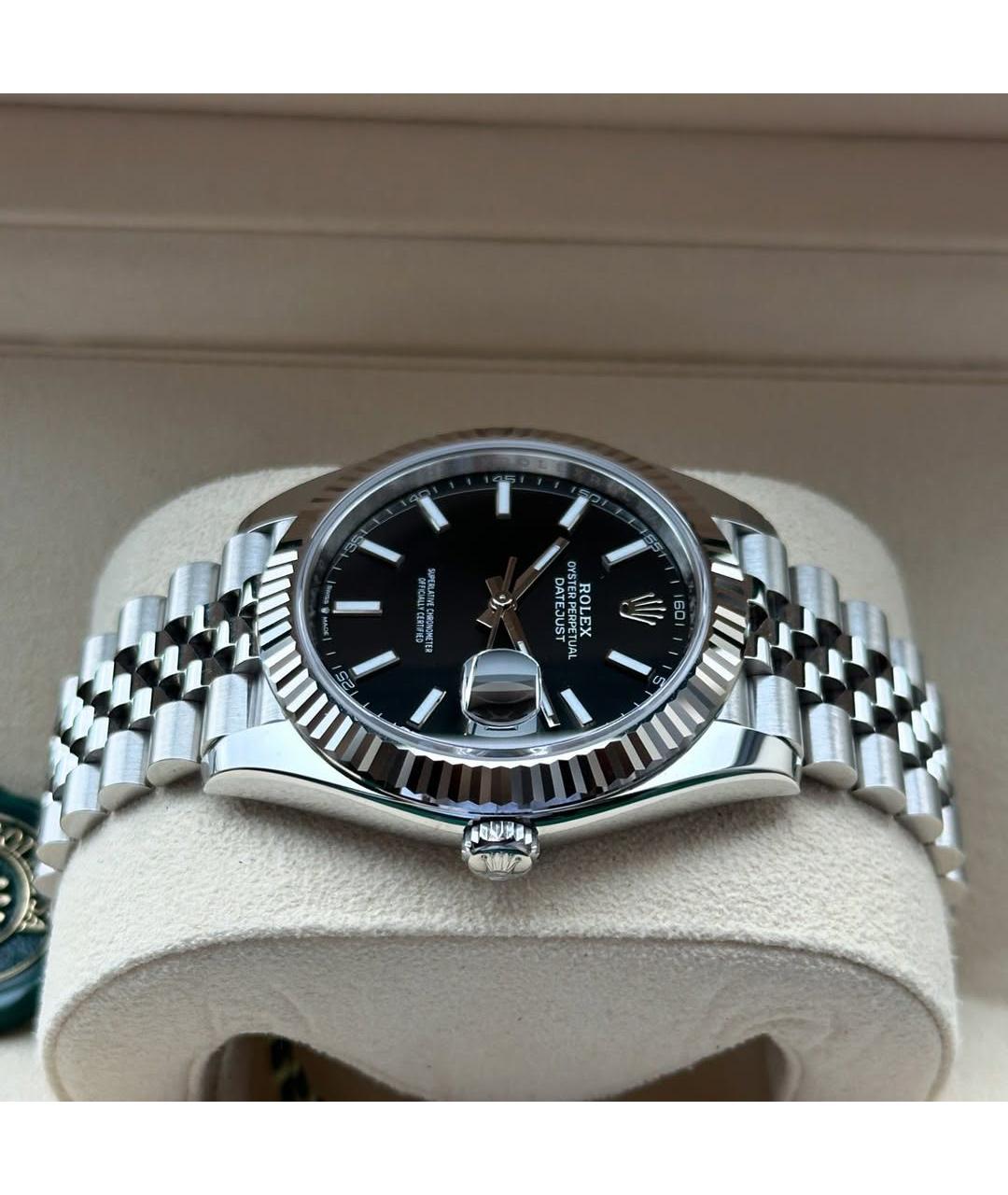 ROLEX Черные часы из белого золота, фото 4