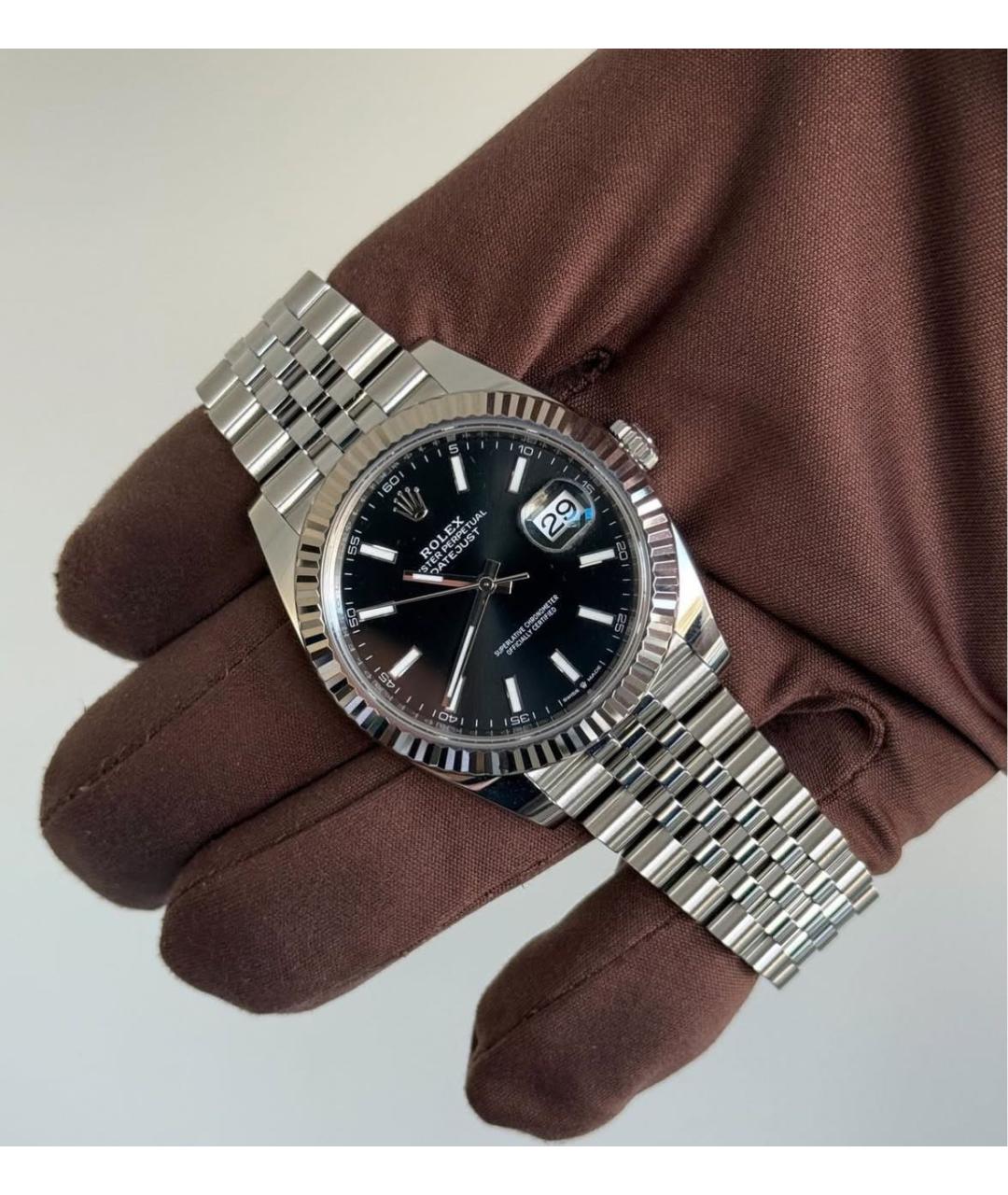 ROLEX Черные часы из белого золота, фото 7