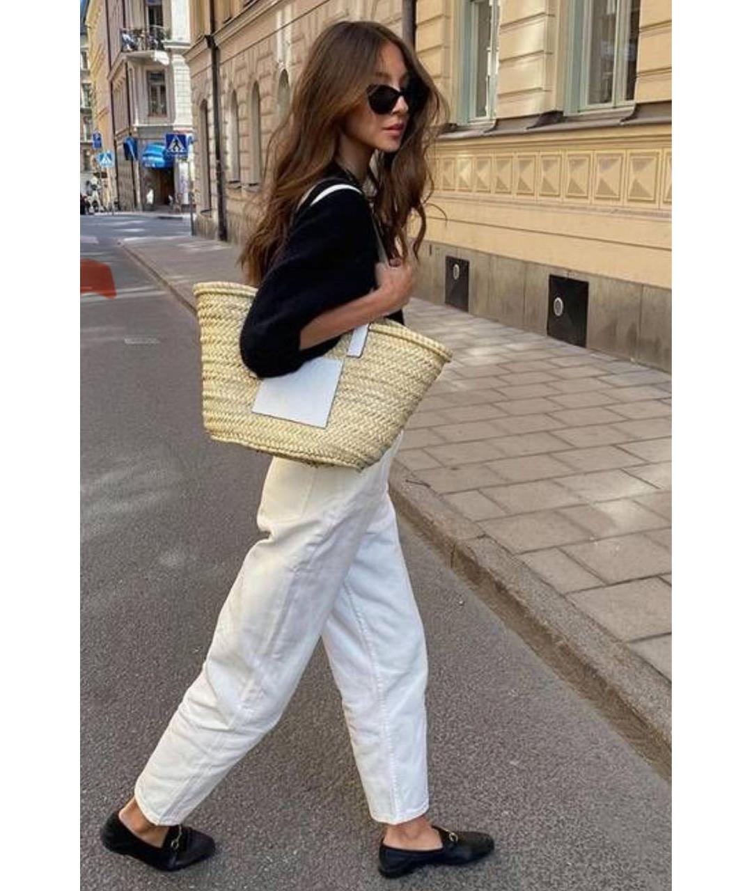 LOEWE Бежевая пелетеная пляжная сумка, фото 3