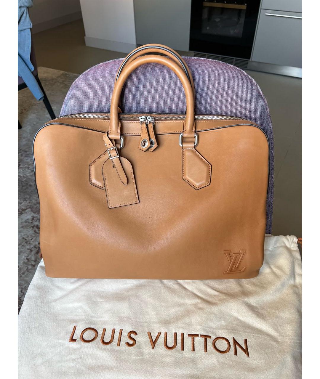 LOUIS VUITTON Коричневый кожаный портфель, фото 9