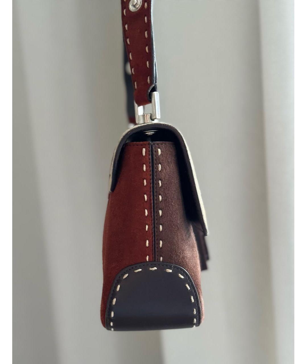 FERRAGAMO Коричневая замшевая сумка с короткими ручками, фото 4