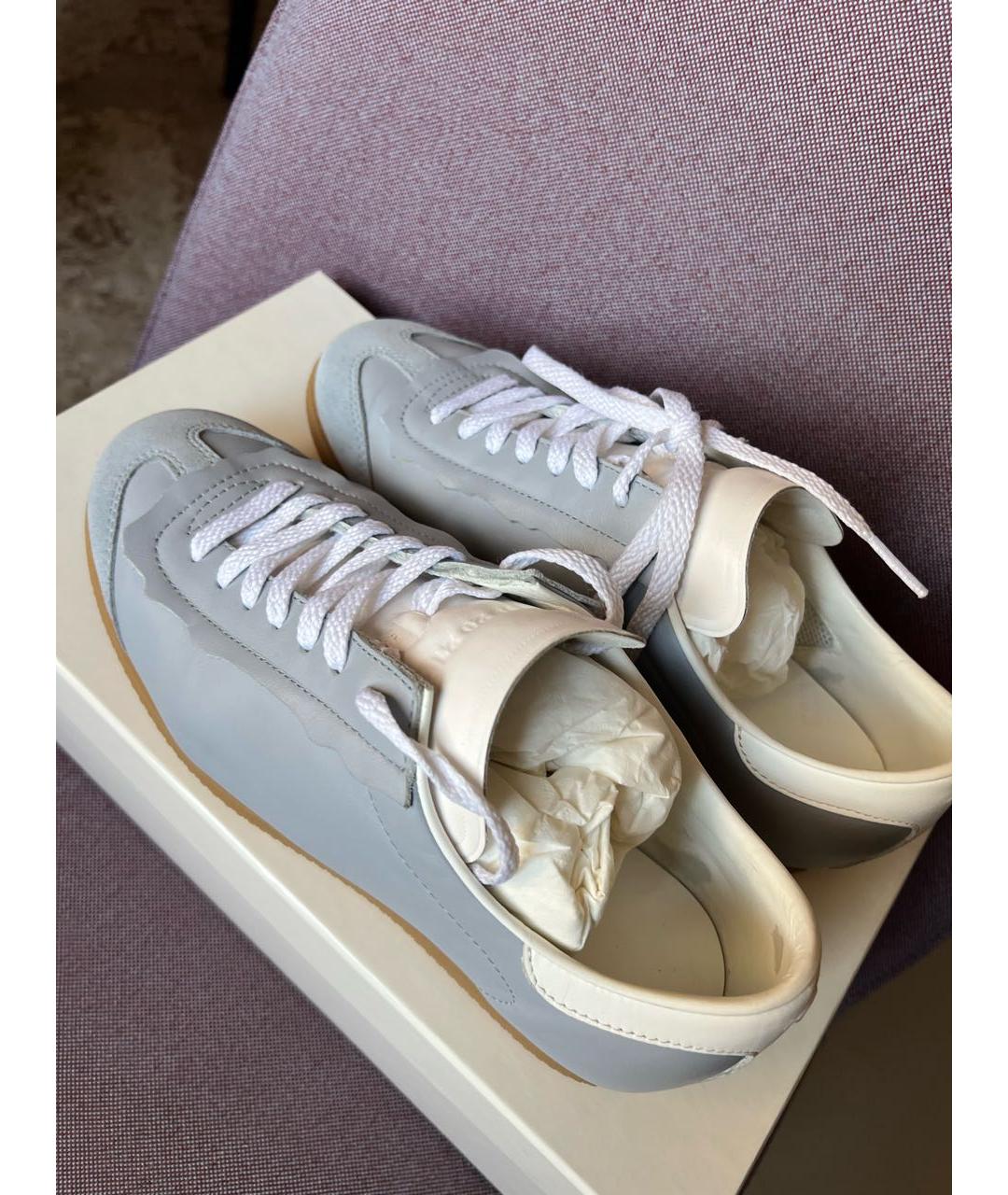 MAISON MARGIELA Голубые кожаные кеды, фото 4