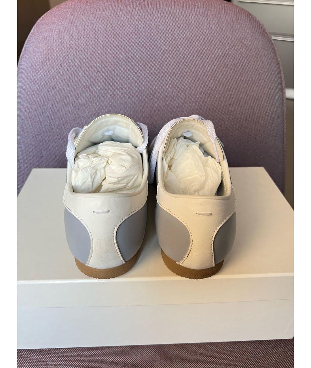 MAISON MARGIELA Голубые кожаные кеды, фото 2