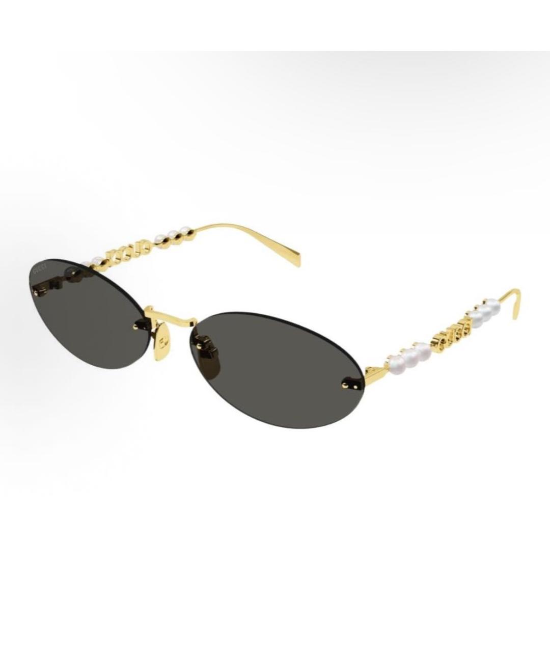 GUCCI Золотые металлические солнцезащитные очки, фото 4