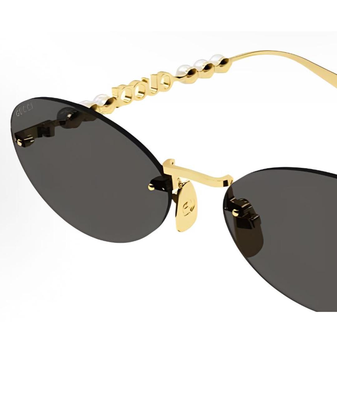 GUCCI Золотые металлические солнцезащитные очки, фото 3