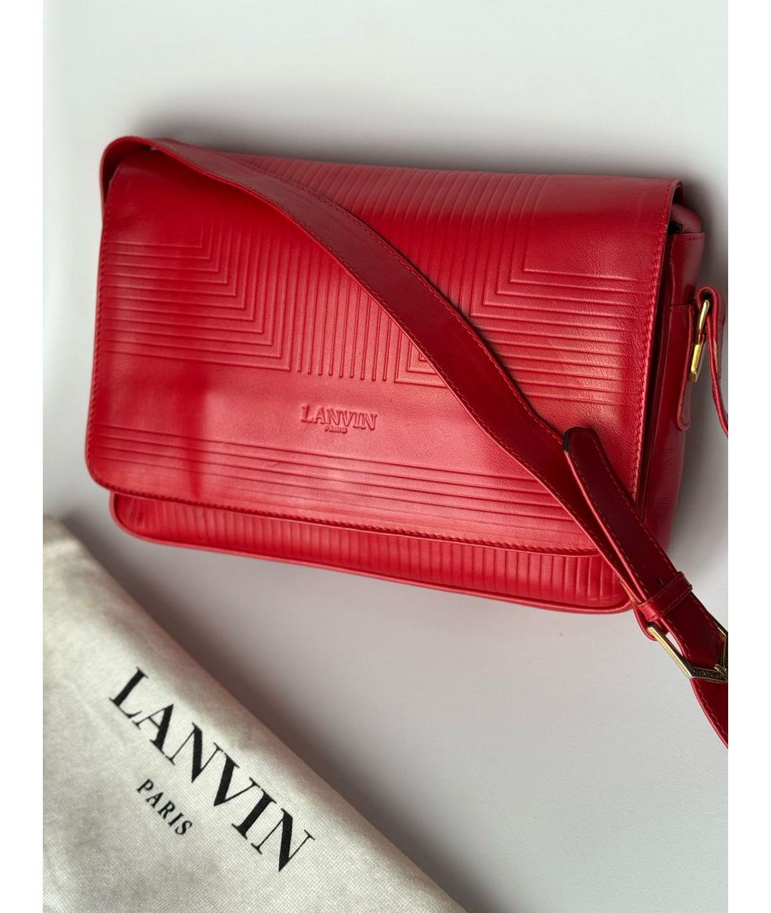 LANVIN Красная кожаная сумка через плечо, фото 9