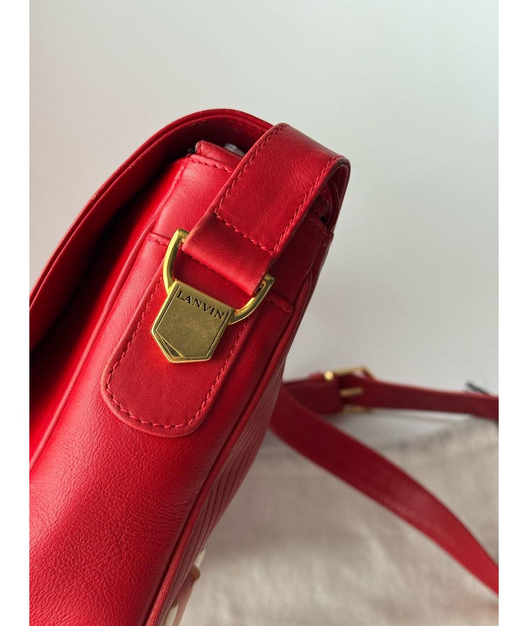 LANVIN Красная кожаная сумка через плечо, фото 4