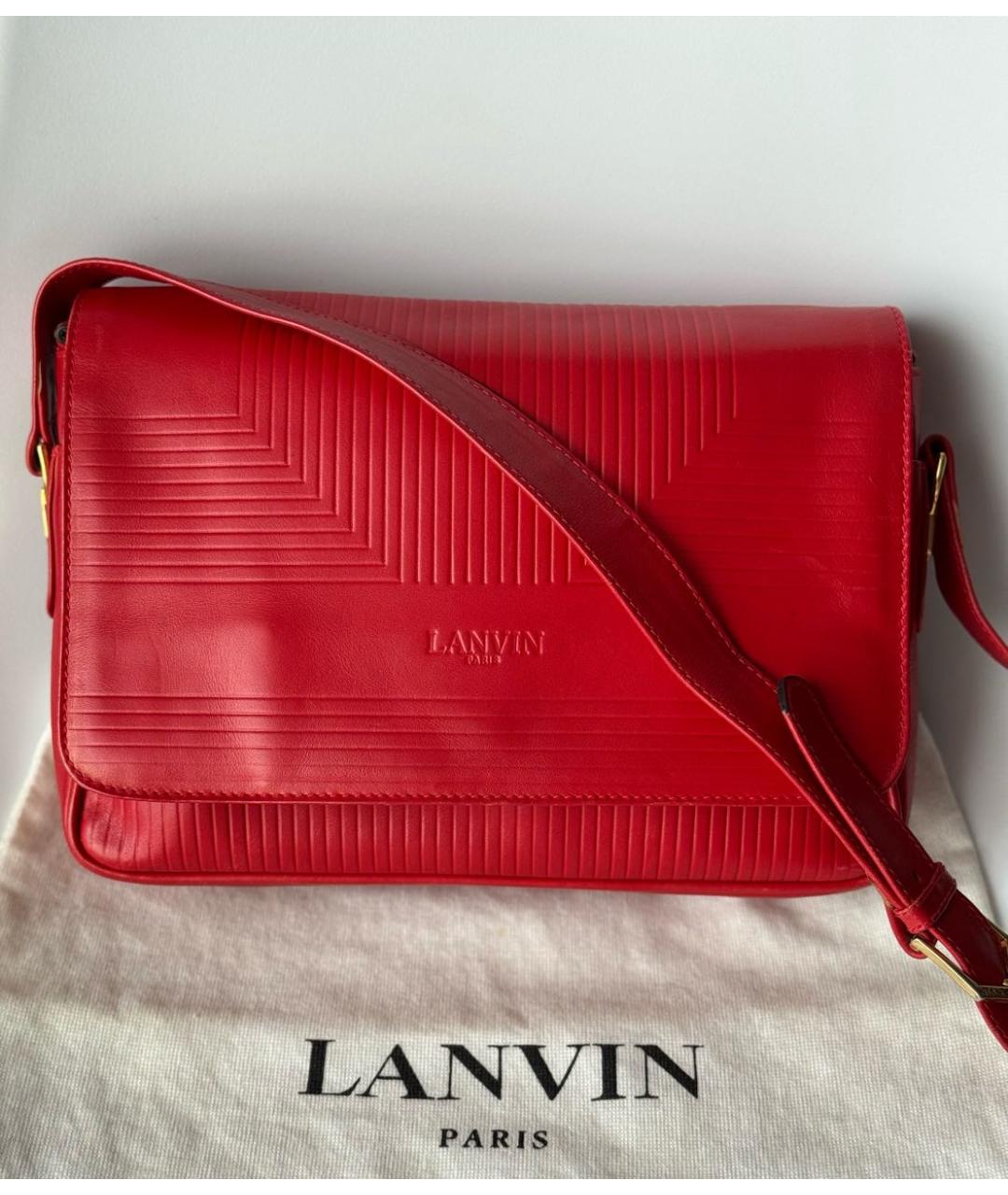 LANVIN Красная кожаная сумка через плечо, фото 5