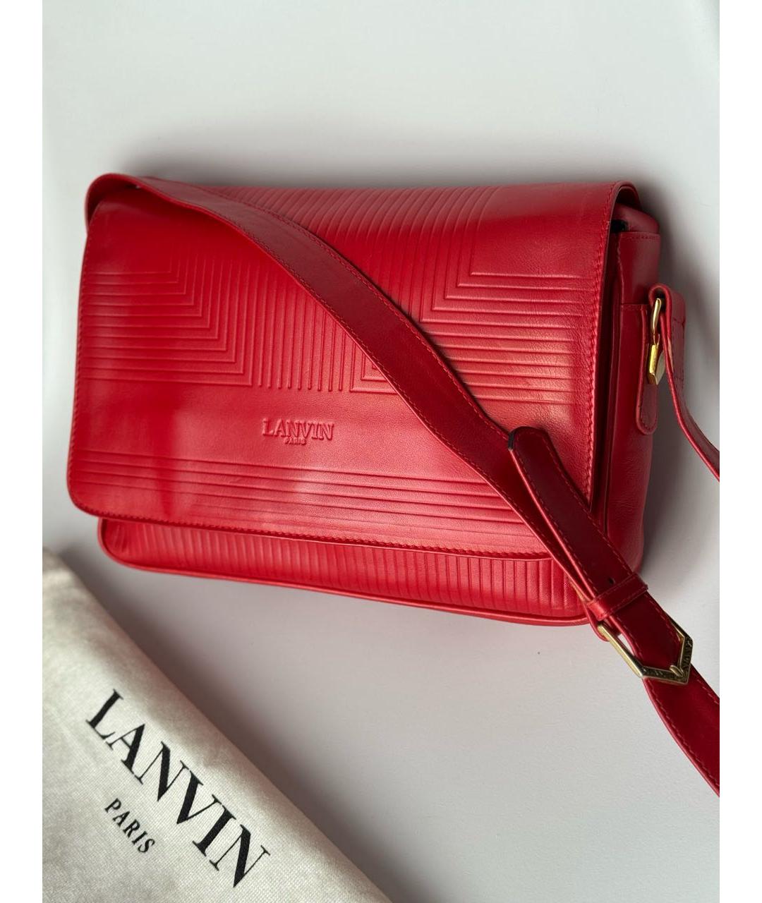 LANVIN Красная кожаная сумка через плечо, фото 2