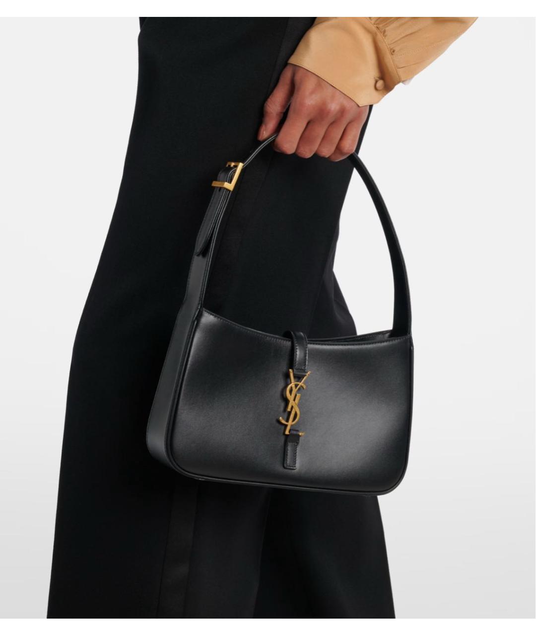 SAINT LAURENT Черная кожаная сумка с короткими ручками, фото 2