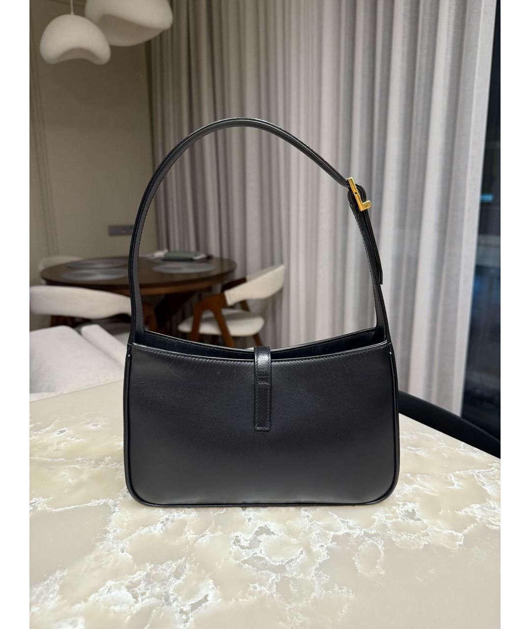 SAINT LAURENT Черная кожаная сумка с короткими ручками, фото 3