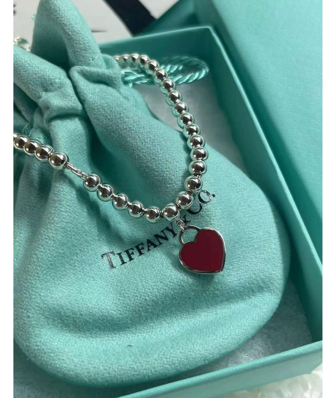 TIFFANY&CO Бордовый серебряный браслет, фото 5