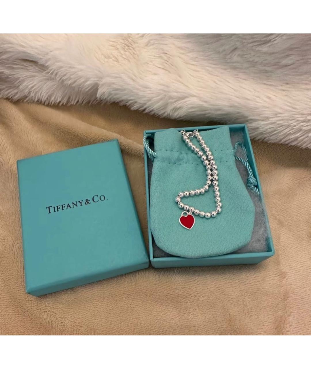 TIFFANY&CO Бордовый серебряный браслет, фото 4