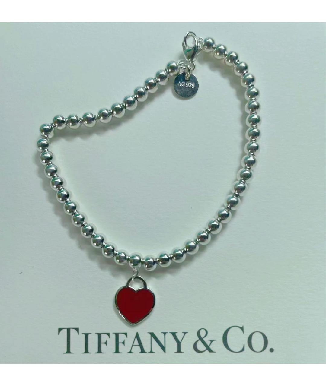 TIFFANY&CO Бордовый серебряный браслет, фото 6