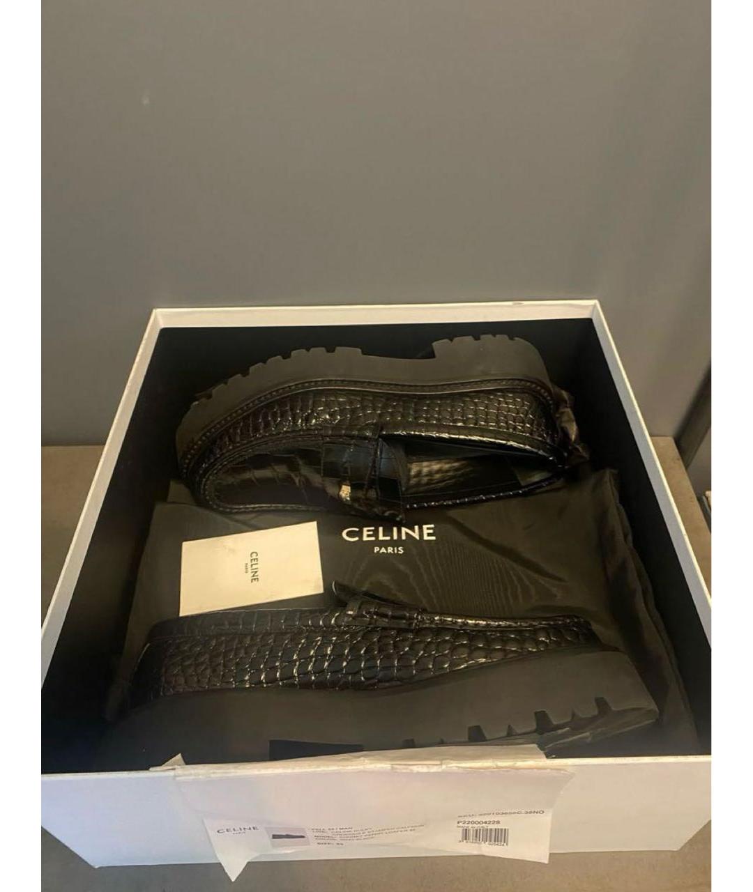 CELINE Черные кожаные лоферы, фото 3