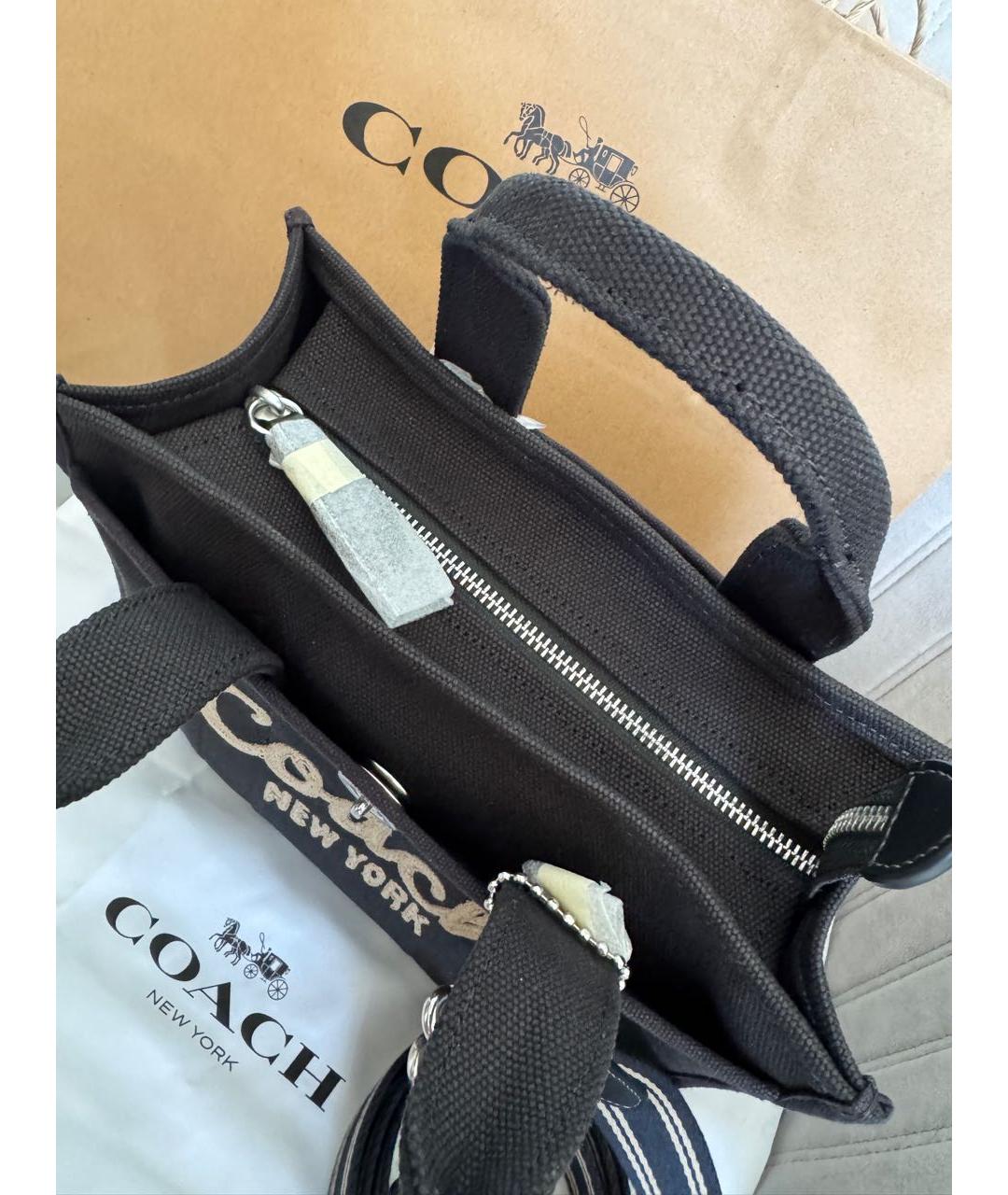 COACH Черная тканевая сумка тоут, фото 4