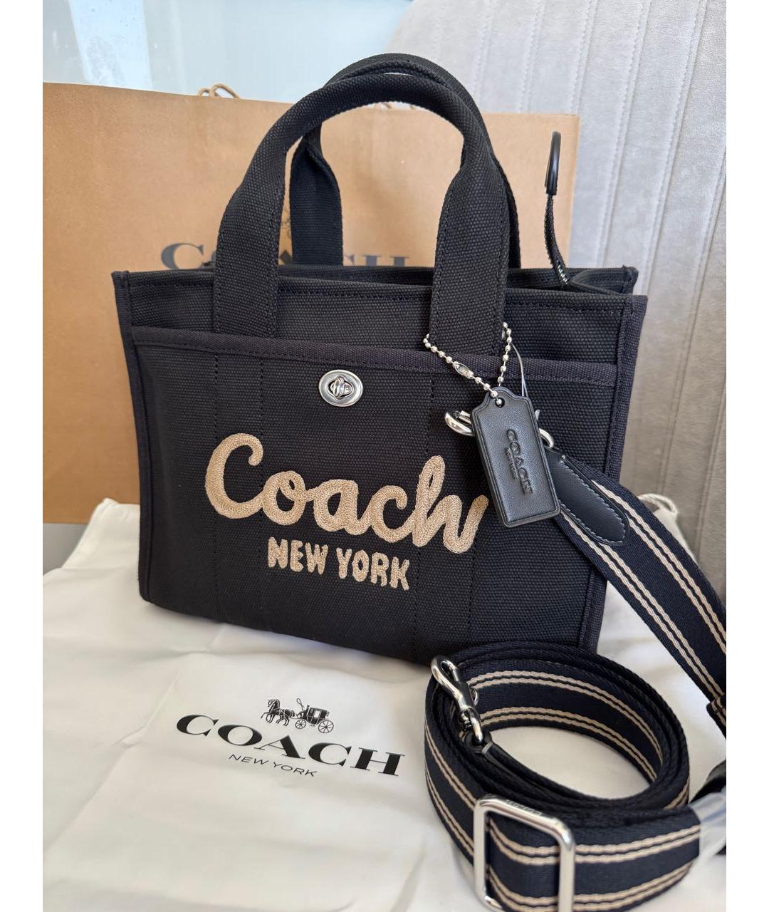 COACH Черная тканевая сумка тоут, фото 7