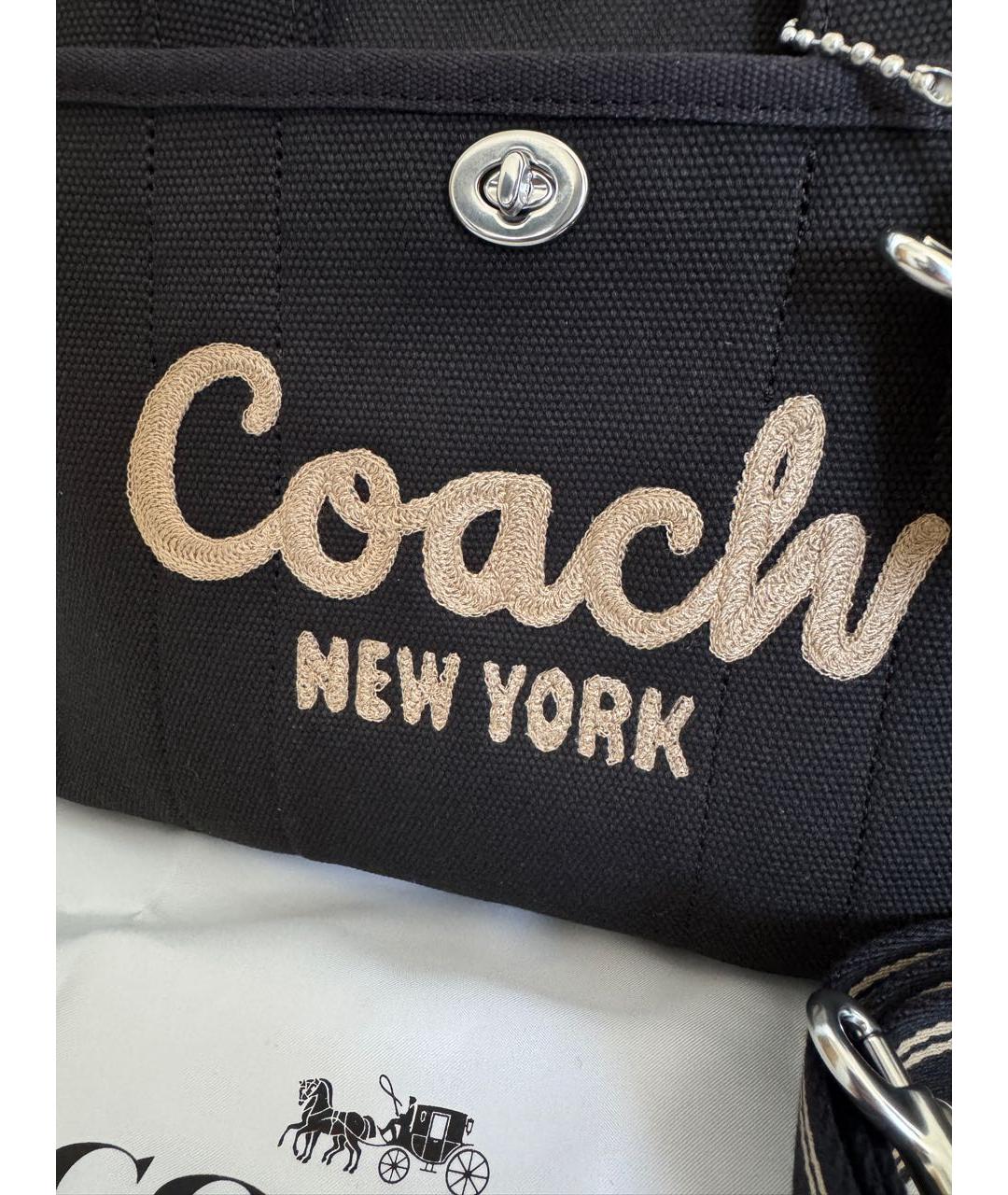 COACH Черная тканевая сумка тоут, фото 6