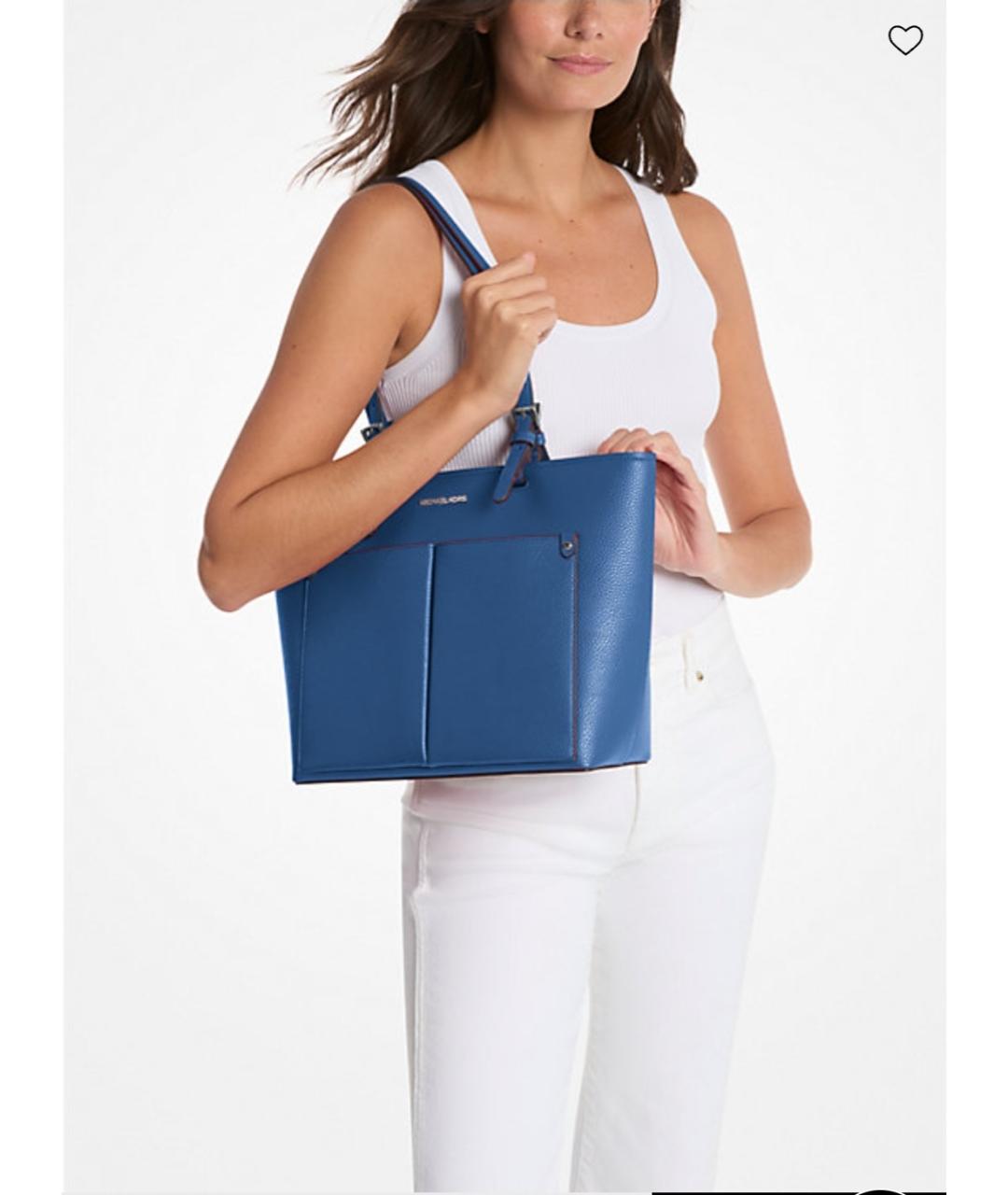MICHAEL KORS Голубая сумка тоут из искусственной кожи, фото 3