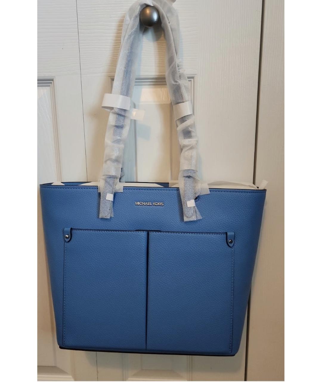 MICHAEL KORS Голубая сумка тоут из искусственной кожи, фото 2