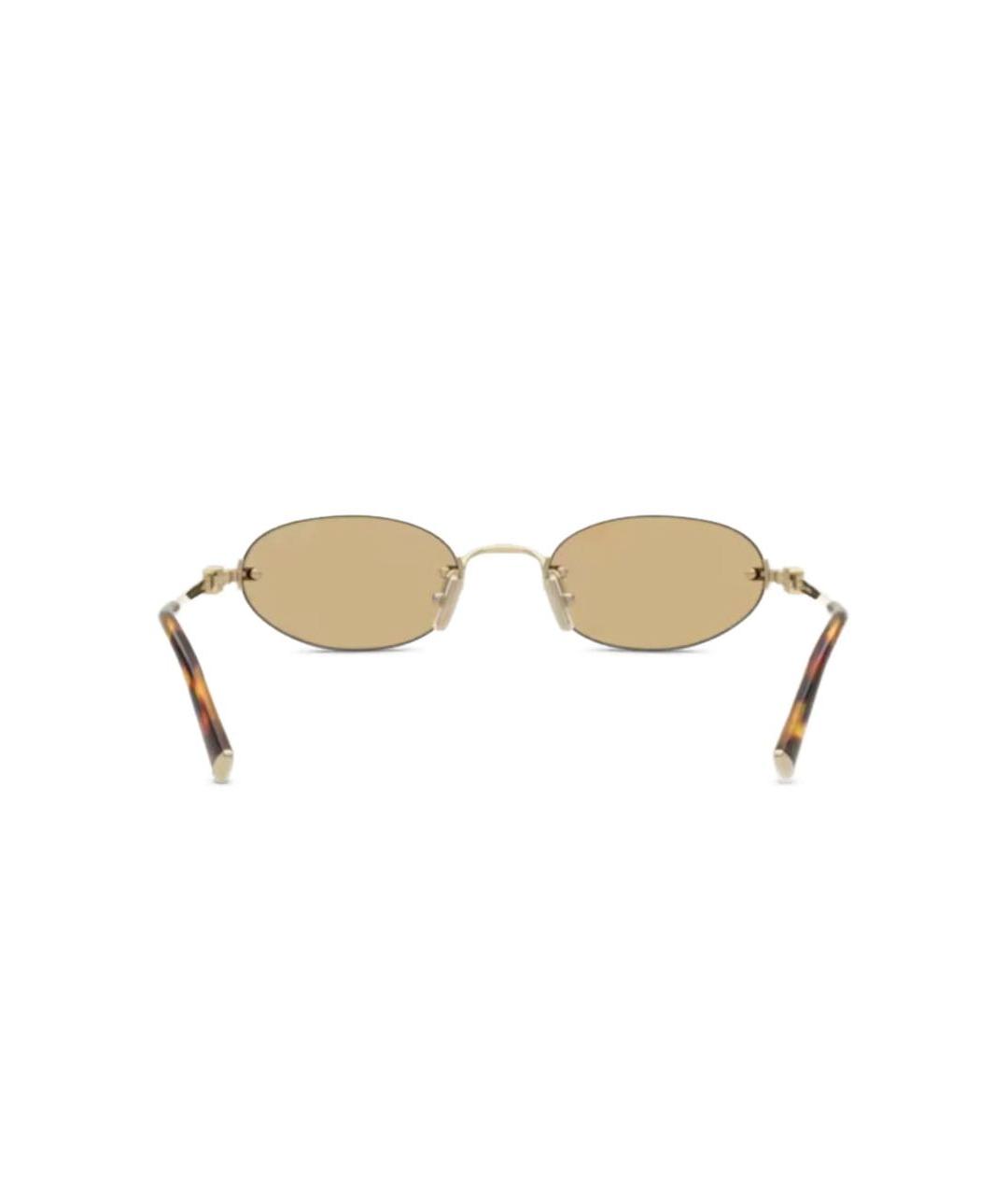 MIU MIU Золотые металлические солнцезащитные очки, фото 3