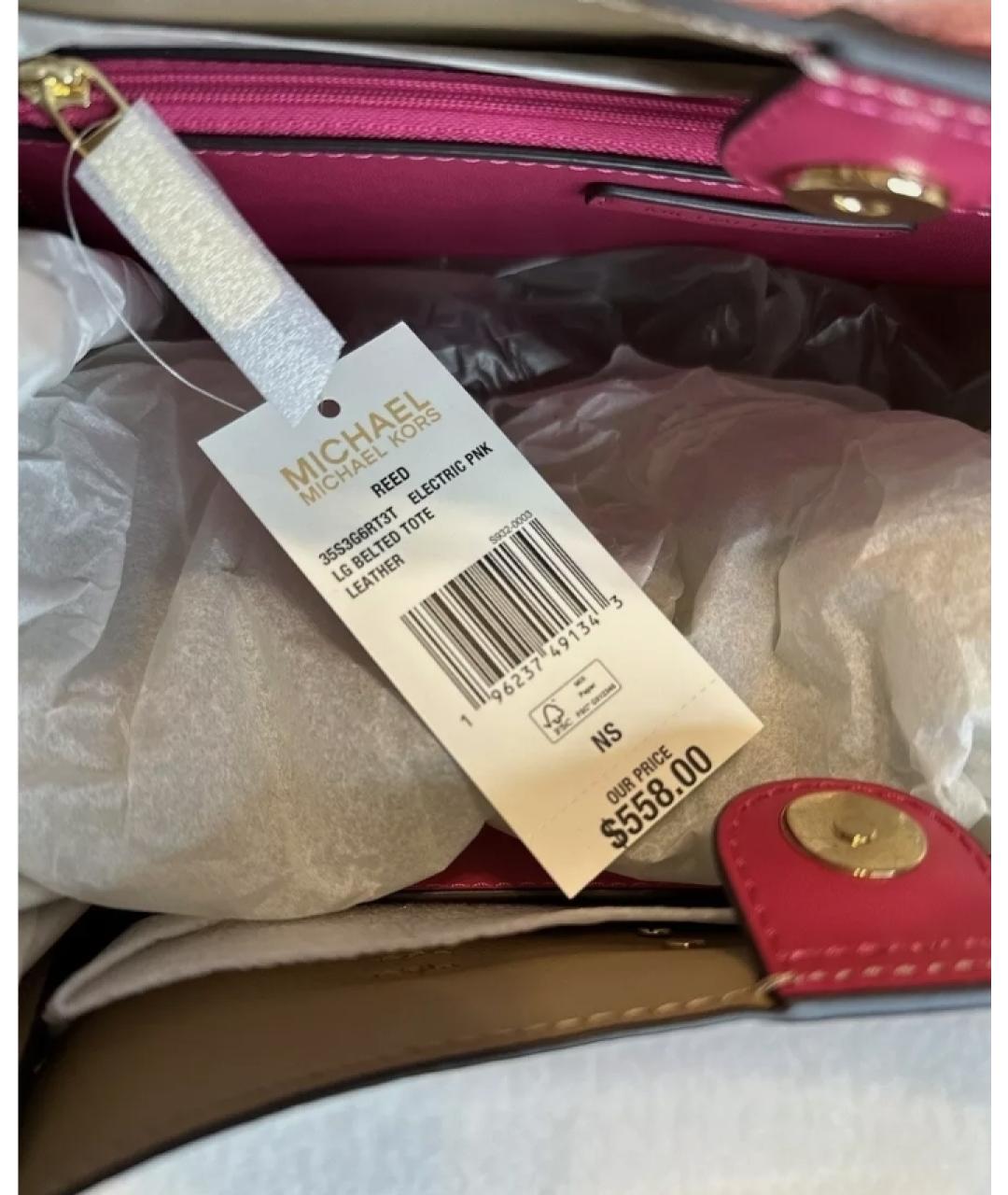 MICHAEL KORS Розовая кожаная сумка тоут, фото 3