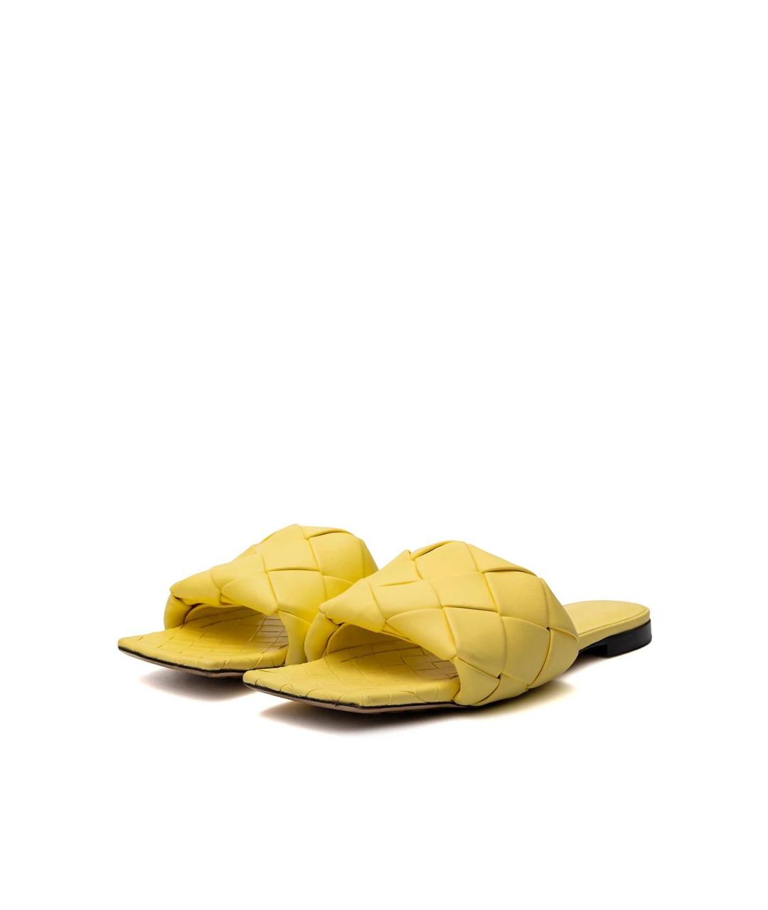 BOTTEGA VENETA Желтые кожаные шлепанцы, фото 2