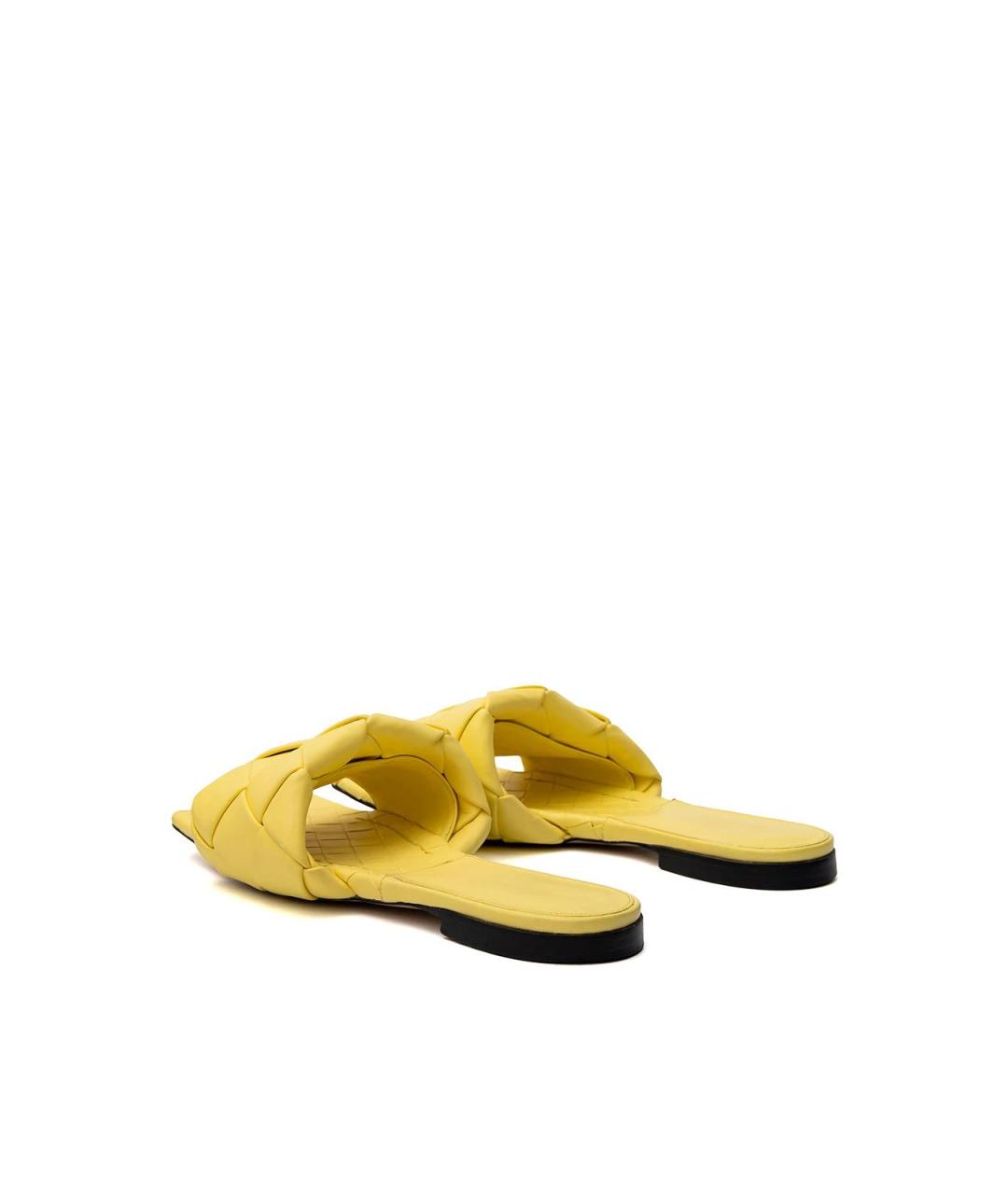 BOTTEGA VENETA Желтые кожаные шлепанцы, фото 3