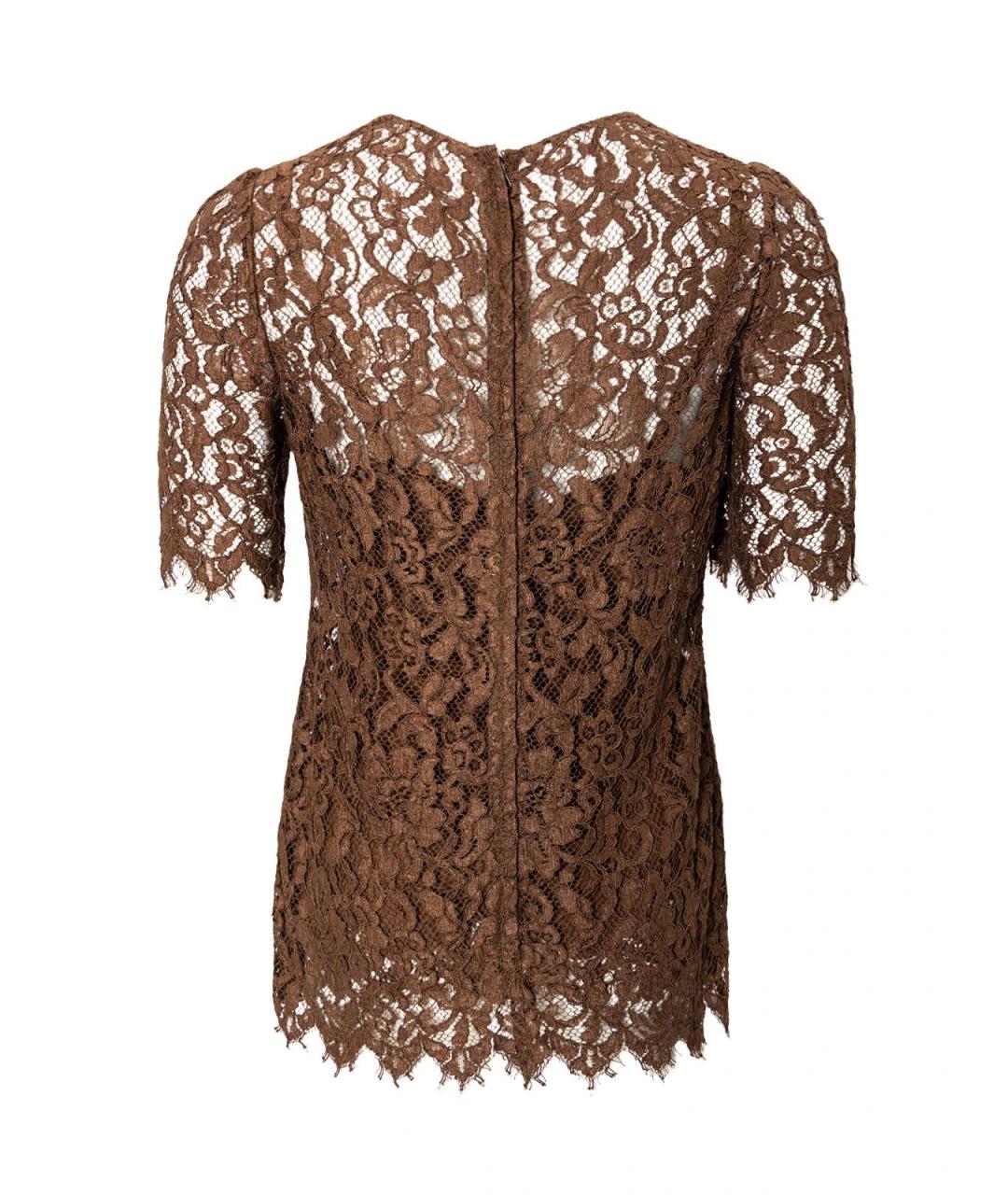 DOLCE&GABBANA Коричневая кружевная блузы, фото 2