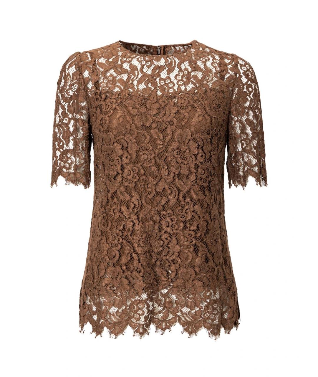 DOLCE&GABBANA Коричневая кружевная блузы, фото 6