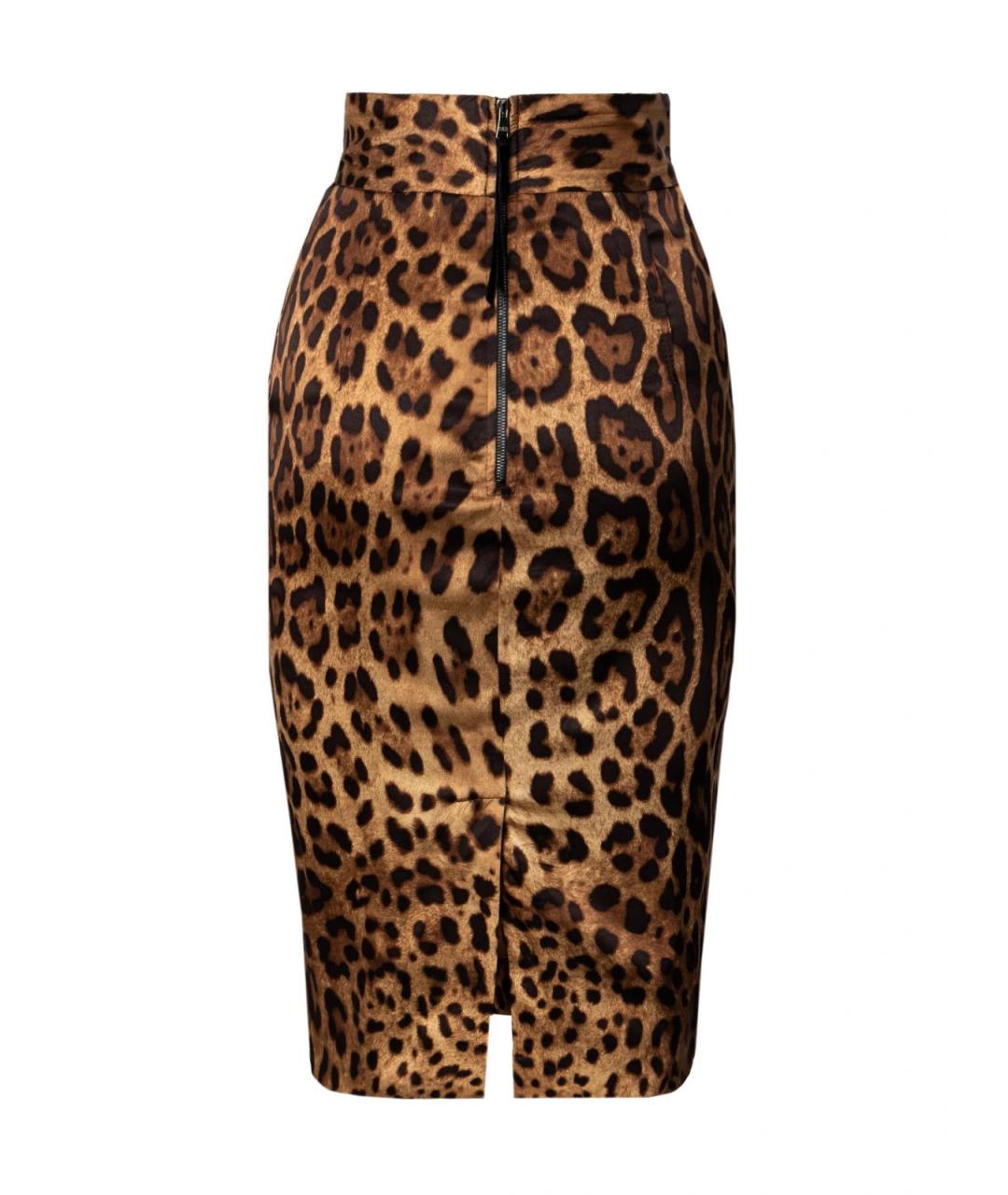 DOLCE&GABBANA Коричневая шелковая юбка миди, фото 2