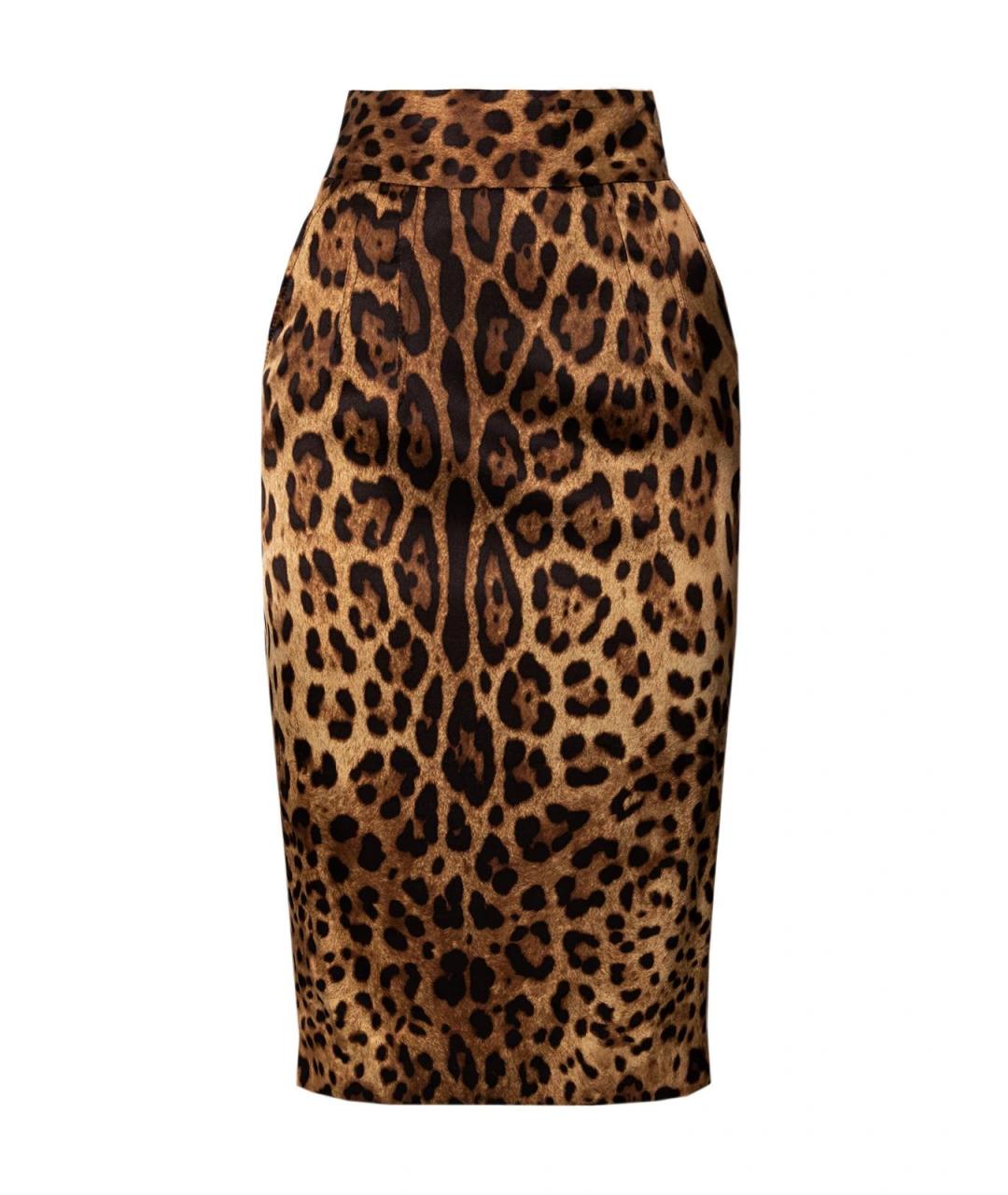 DOLCE&GABBANA Коричневая шелковая юбка миди, фото 1