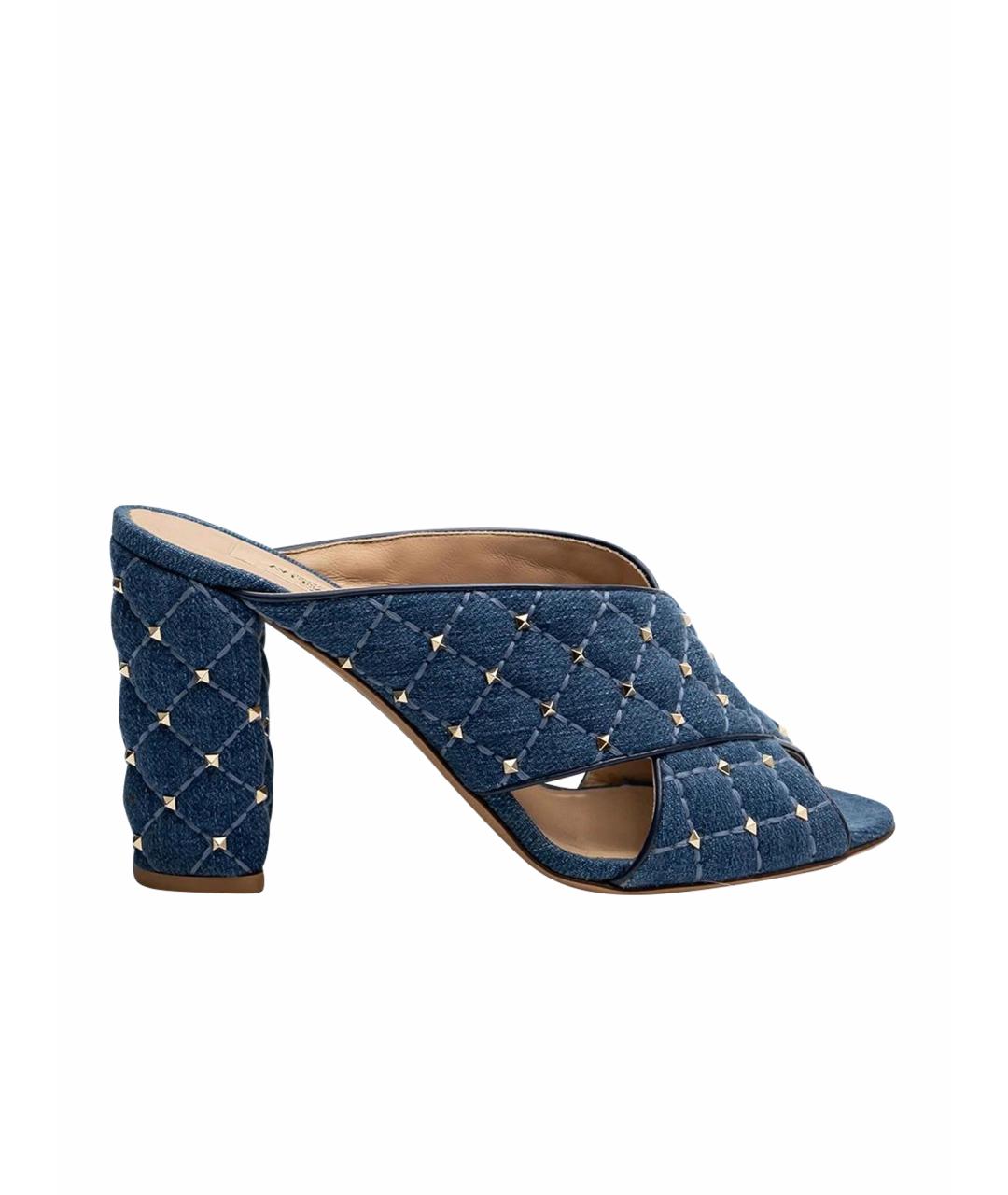 VALENTINO Синие текстильные босоножки, фото 1