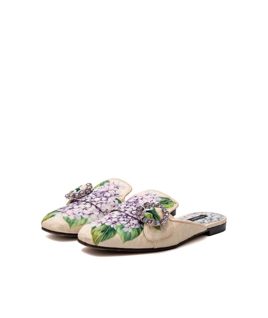 DOLCE&GABBANA Бежевые текстильные мюли, фото 2