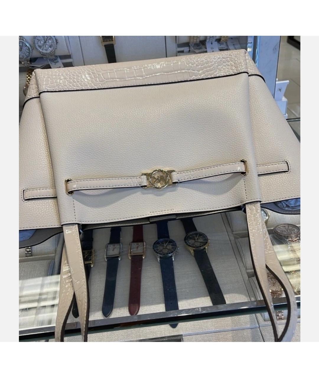 MICHAEL KORS Белая кожаная сумка тоут, фото 9