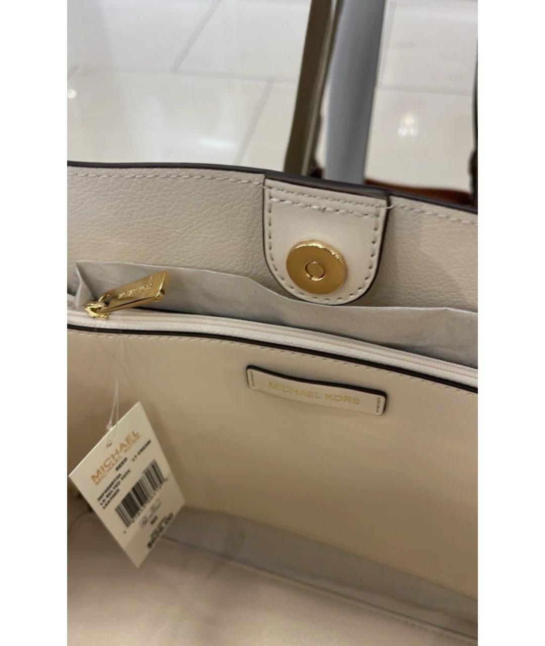 MICHAEL KORS Белая кожаная сумка тоут, фото 5