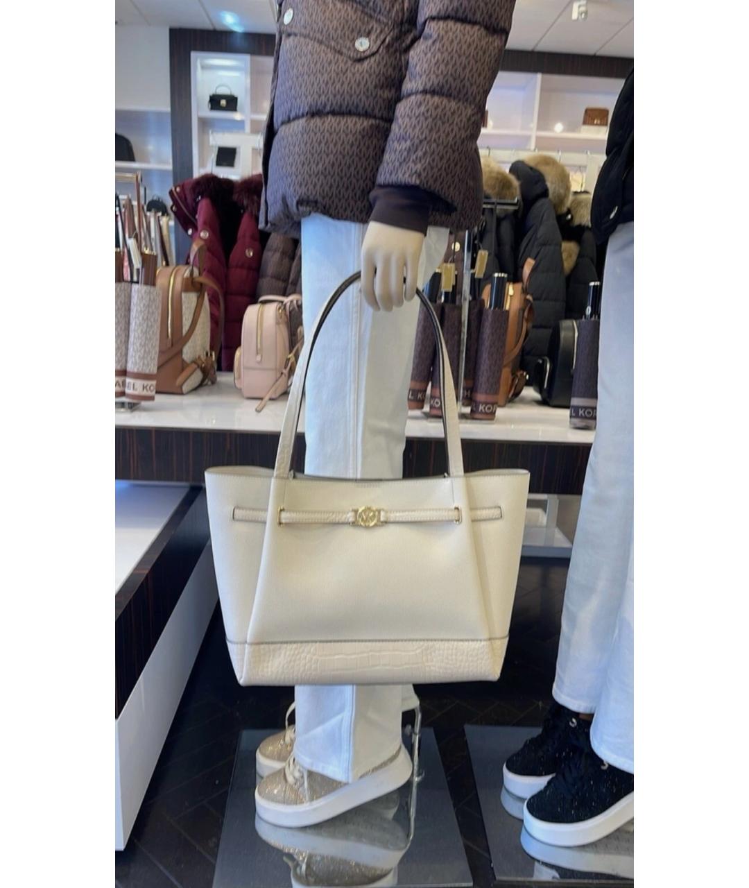 MICHAEL KORS Белая кожаная сумка тоут, фото 2