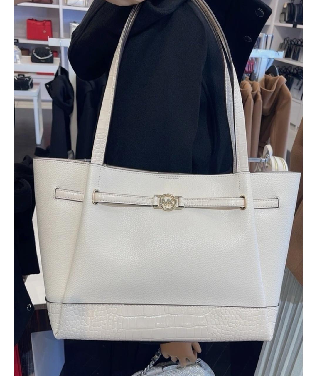 MICHAEL KORS Белая кожаная сумка тоут, фото 4